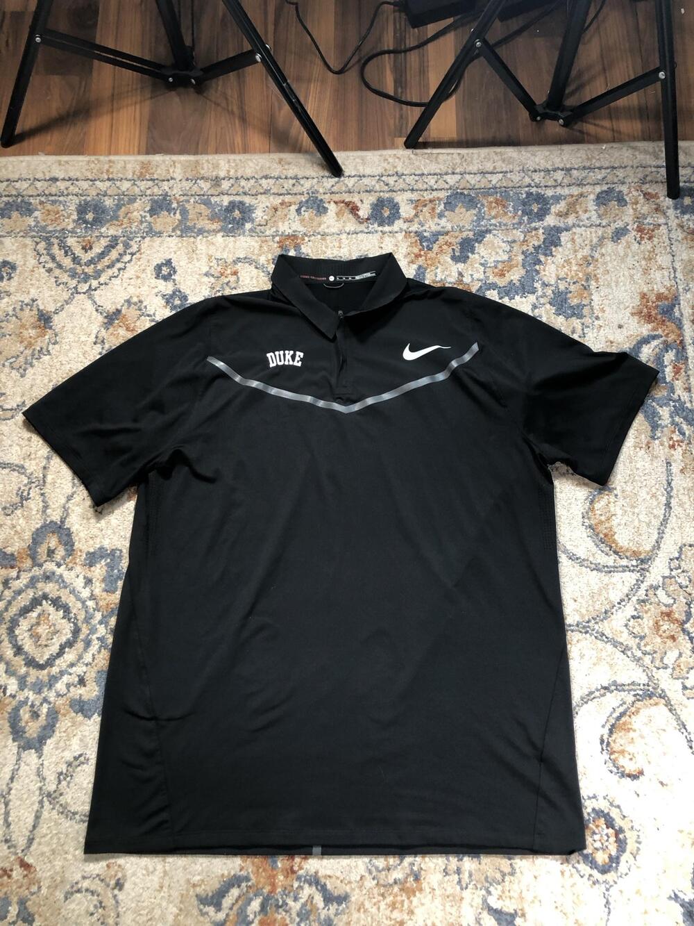 Duke Blue Devils Polo Shirt Mens XL Black NCAA Golf Nike Tiger Woods Dri-FIT